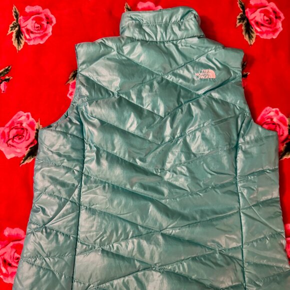 North Face Women’s 550 Reversible Down Vest XL Teal Turquoise Gray Lightweight - Picture 3 of 14